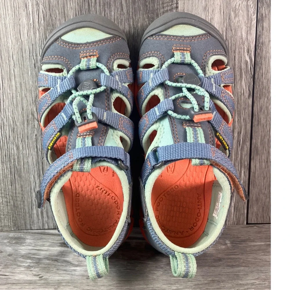 Keen Seacamp II CNX Kids Sandals Blue Orange 1022975 Size 12 US EU 30